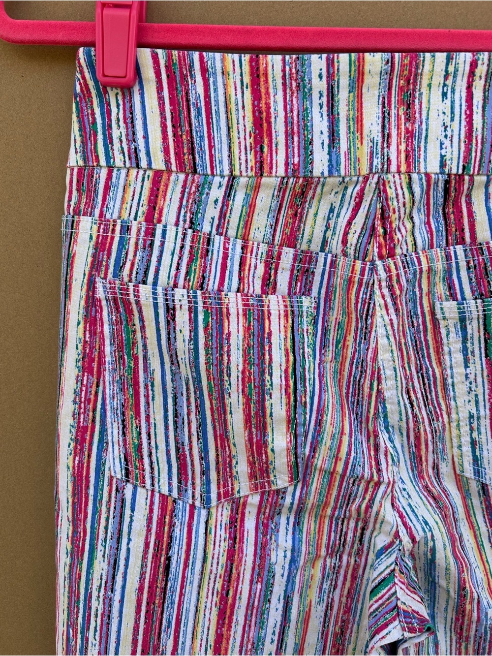 Westbounds Boho Eclectic Striped Pants Cropped Watercolor 6 Summer Vacation - Picture 7 of 8